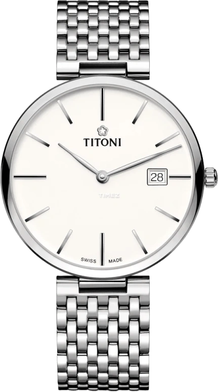 Titoni,SLENDERLINE 39mm,39mm,Stainless Steel,Silver,Automatic,Day,Sapphire,Crystal Glass,82718 S,82718 S-606