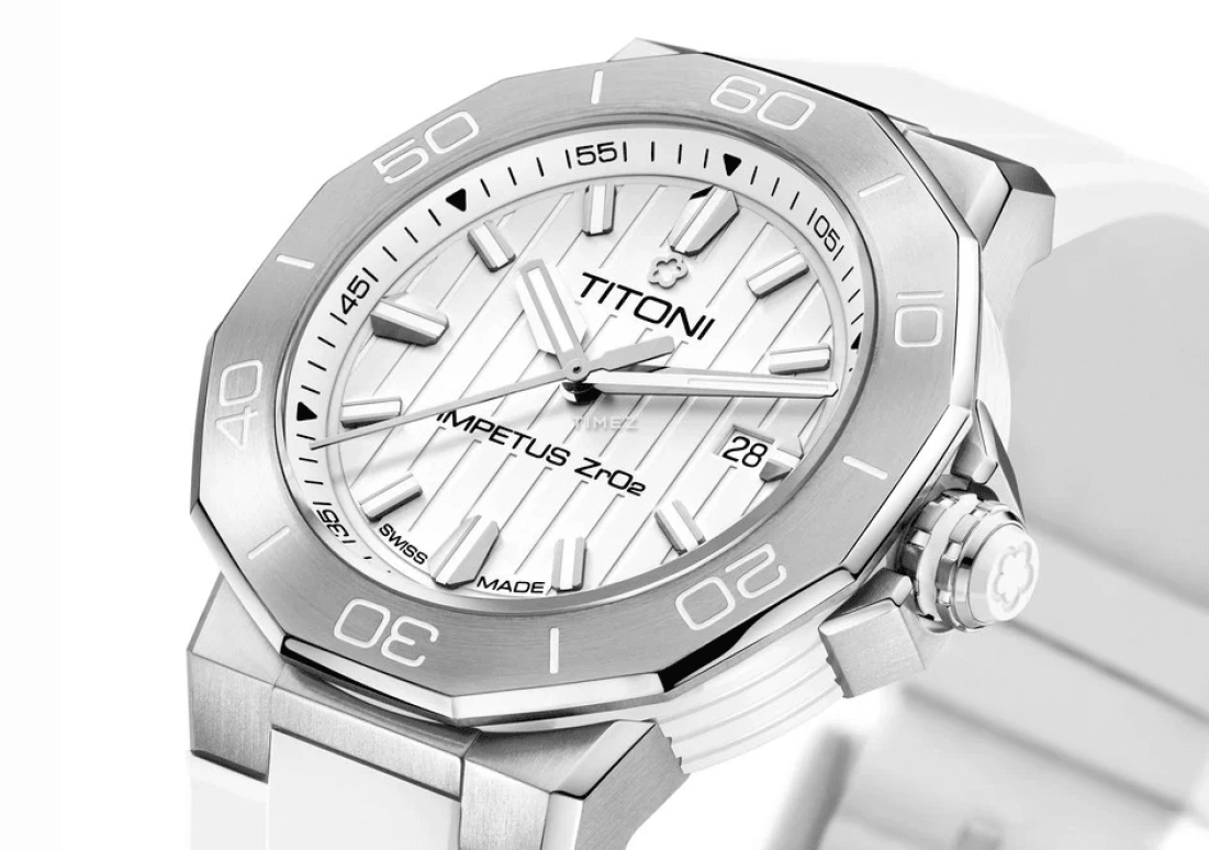 Titoni,IMPETUS 43mm,43mm,Stainless Steel,Ceramic,White,Automatic,Day,42hours,83765 S,83765 S-WW-711