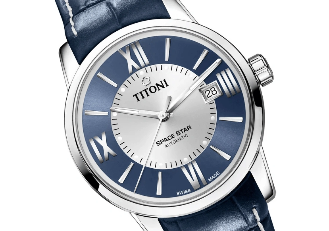 Titoni,SPACE STAR 40mm,40mm,Stainless Steel,Silver,Blue,Automatic,Day,Sapphire,Crystal Glass,83538 S,83538 S-ST-580