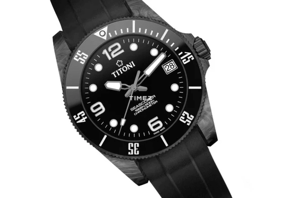 Titoni,SEASCOPER 42mm,42mm,Carbon,Ceramic,Black,Automatic,Day,Sapphire,Crystal Glass,83600 C,83600 C-BK-256