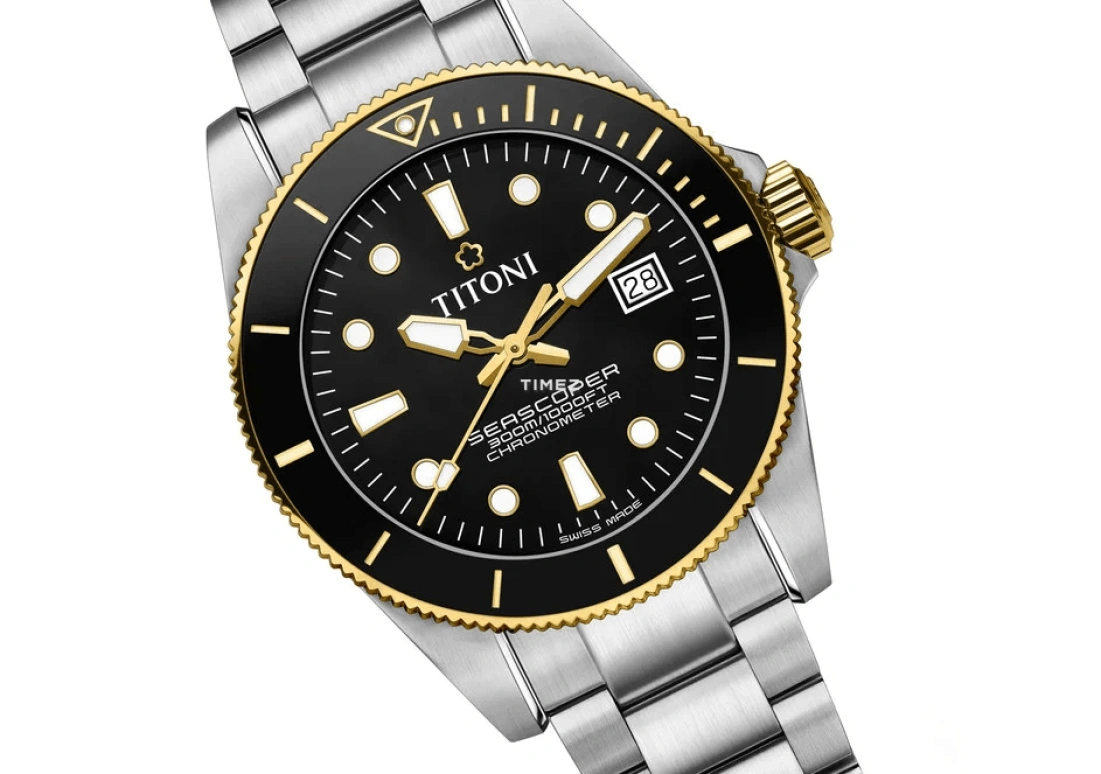 Titoni,SEASCOPER 42mm,42mm,Stainless Steel,Ceramic,Black,Automatic,Day,38hours,83300 SYS,83300 SYS-BK-248