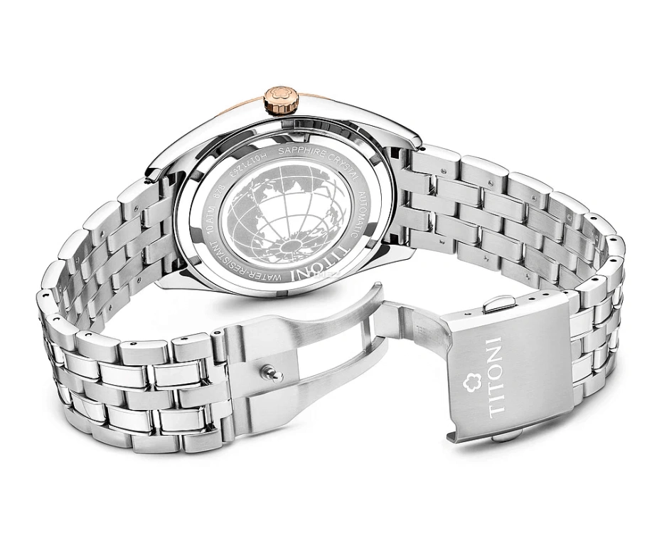 Titoni,COSMO 41mm,41mm,Stainless Steel,White,Automatic,Day,Sapphire,Crystal Glass,878 SRG,878 SRG-657