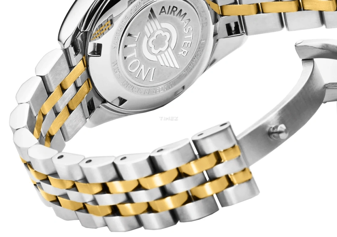 Titoni,AIRMASTER 27mm,27mm,Stainless Steel,Champagne,Automatic,Day,Sapphire,Crystal Glass,23909 SY,23909 SY-064
