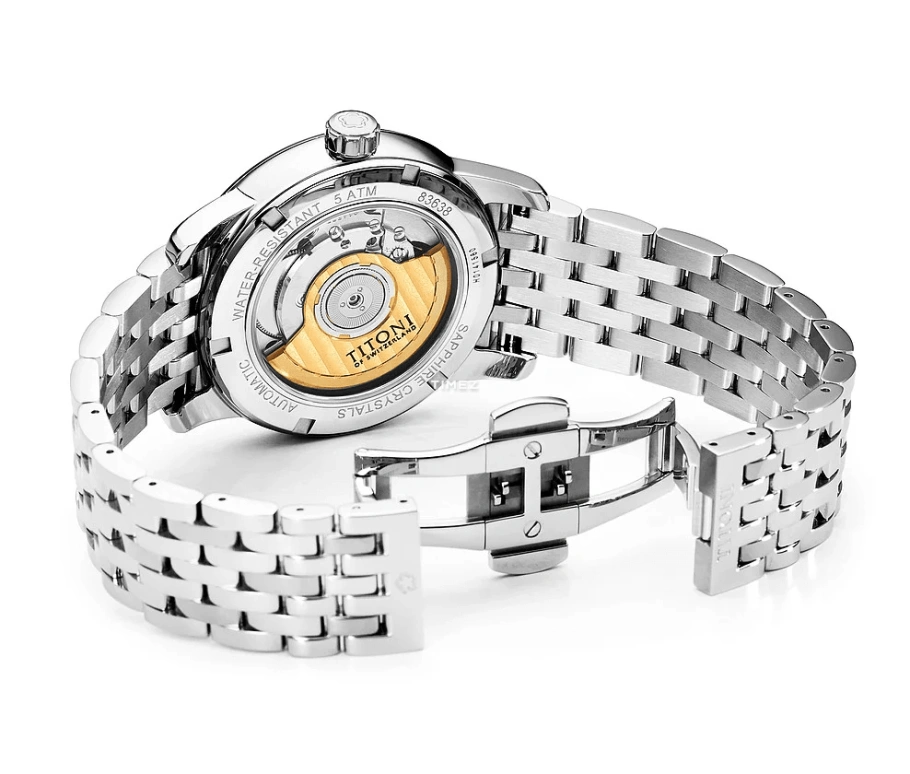Titoni,SPACE STAR 40mm,40mm,Stainless Steel,Silver,Automatic,Day,Sapphire,Crystal Glass,83638 S,83638 S-608