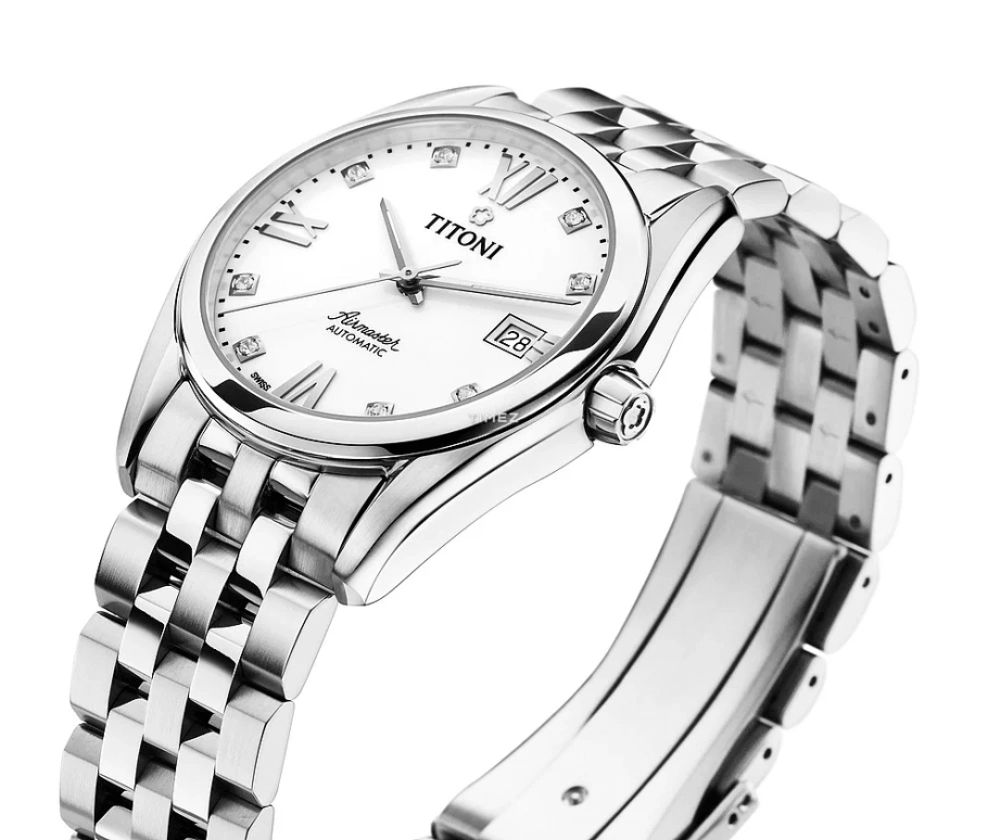 Titoni,AIRMASTER 38.50mm,38.50mm,Stainless Steel,White,Automatic,Day,Sapphire,Glass,83909 S,83909 S-063