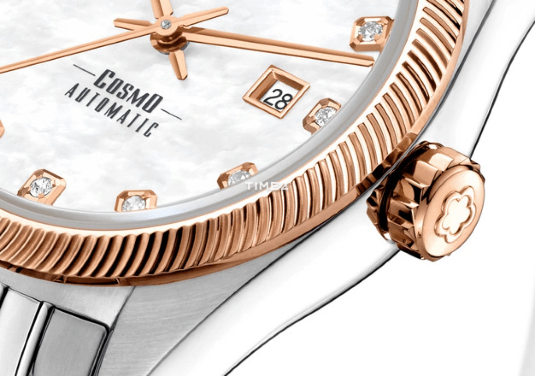 Titoni,COSMO 30mm,30mm,Stainless Steel,White,Automatic,Day,Sapphire,Crystal Glass,818 SRG,818 SRG-622