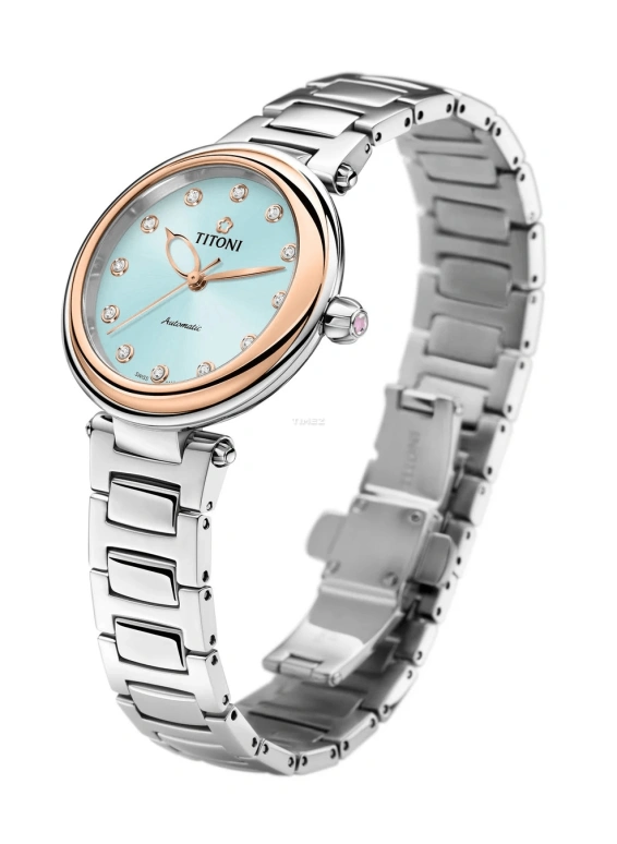 Titoni,MISS LOVELY 33.50mm,33.50mm,Stainless Steel,Blue,Automatic,Sapphire,Round,23978 SRG,23978 SRG-726