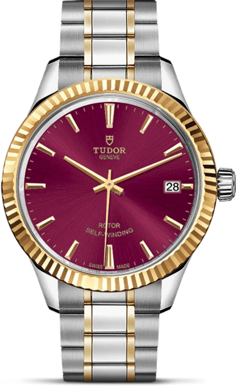 Tudor,Style 34mm,34mm,Yellow Gold,Stainless Steel,Purple,Automatic,Date,38hours,12313,12313-0013