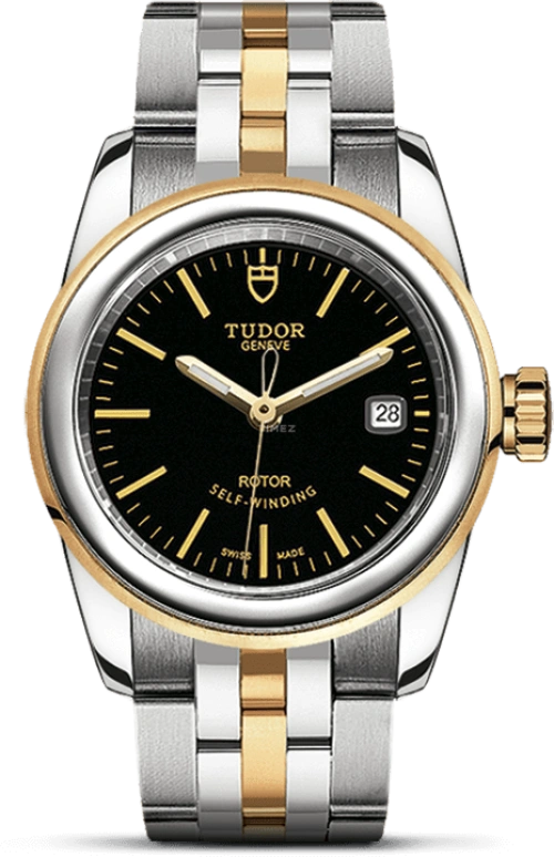 Tudor,Glamour 26mm,26mm,Yellow Gold,Stainless Steel,Black,Automatic,Date,38hours,51003,51003-0008