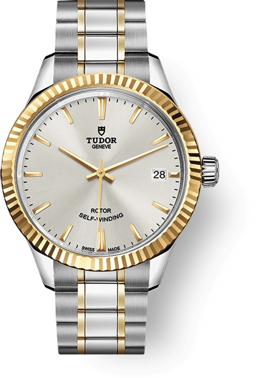 Tudor,Style 34mm,34mm,Yellow Gold,Stainless Steel,Silver,Automatic,Date,38hours,12313,12313-0003