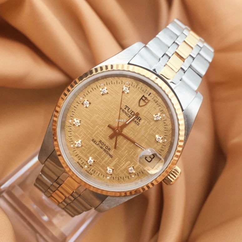 Tudor,Prince Princess 32mm,32mm,Stainless Steel,Gold,Automatic,Day,Sapphire,Crystal Glass,72033,72033-62453 10di