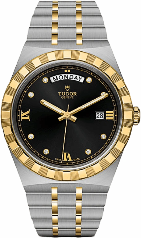 Tudor,Royal 41mm,41mm,Yellow Gold,Stainless Steel,Black,Automatic,Date,Day,28603,28603-0005