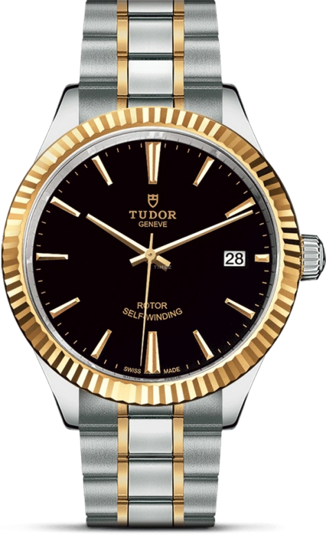 Tudor,Style 38mm,38mm,Yellow Gold,Stainless Steel,Black,Automatic,Date,38hours,12513,12513-0005