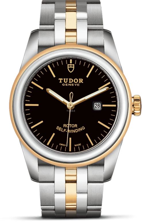 Tudor,Glamour 31mm,31mm,Yellow Gold,Stainless Steel,Black,Automatic,Date,38hours,53003,53003-0007