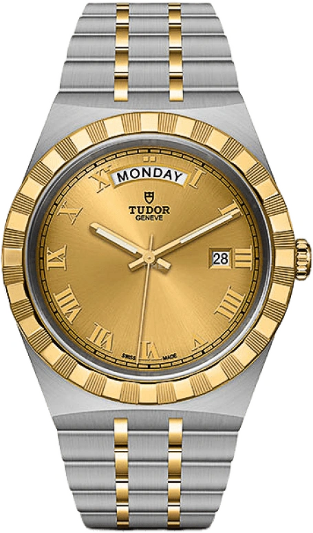 Tudor,Royal 41mm,41mm,Yellow Gold,Stainless Steel,Champagne,Automatic,Date,Day,28603,28603-0004