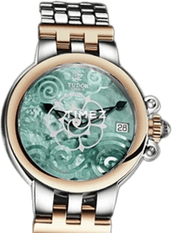 Tudor,Clair de Rose 34mm,34mm,Stainless Steel,Green,Automatic,Day,Sapphire,35701,35701-65770-GRDSTL