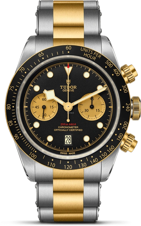 Tudor,Black Bay Chronograph 41mm,41mm,Yellow Gold,Stainless Steel,Black,Automatic,Chronograph,Day,79363N,79363N-0001