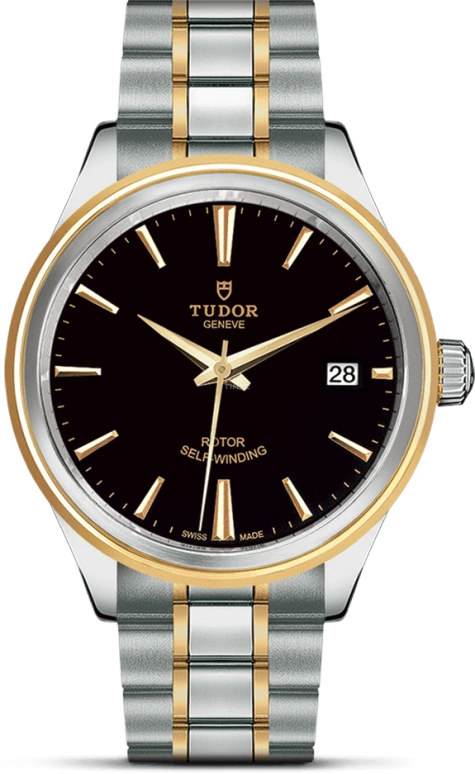 Tudor,Style 38mm,38mm,Yellow Gold,Stainless Steel,Black,Automatic,Date,38hours,12503,12503-0003