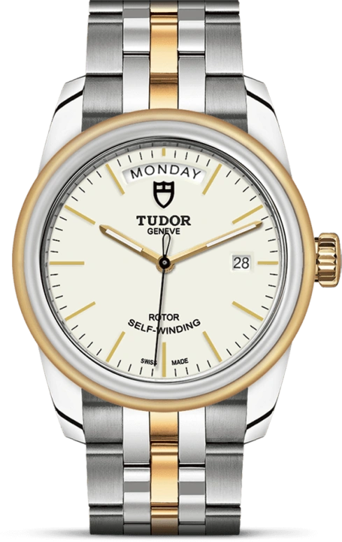 Tudor,Glamour 39mm,39mm,Yellow Gold,Stainless Steel,White,Automatic,Date,Day,56003,56003-0112