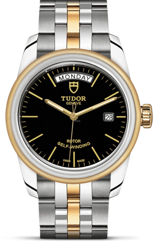 Tudor,Glamour 39mm,39mm,Yellow Gold,Stainless Steel,Black,Automatic,Date,Day,56003,56003-0007