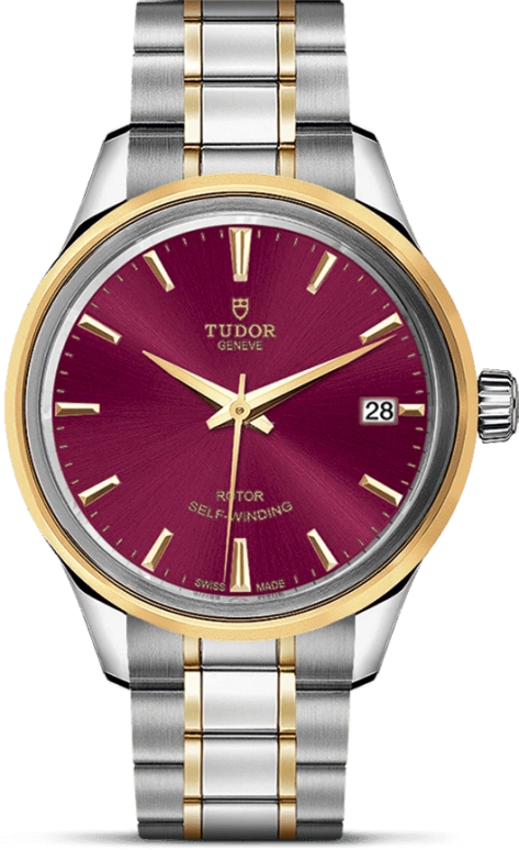 Tudor,Style 34mm,34mm,Yellow Gold,Stainless Steel,Purple,Automatic,Date,38hours,12303,12303-0013