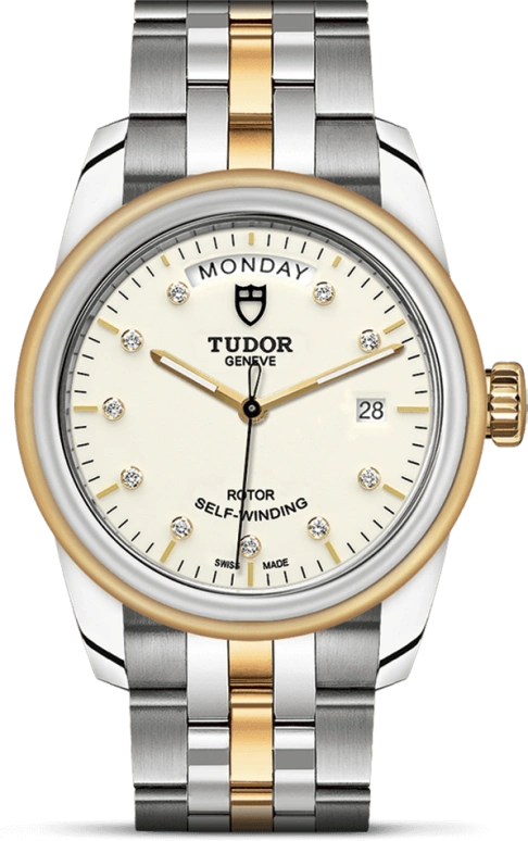 Tudor,Glamour 39mm,39mm,Yellow Gold,Stainless Steel,White,Automatic,Date,Day,56003,56003-0113