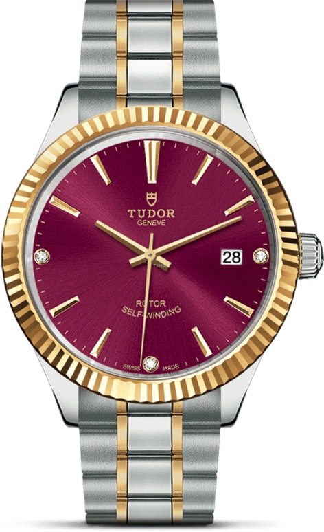 Tudor,Style 38mm,38mm,Yellow Gold,Stainless Steel,Purple,Automatic,Date,38hours,12513,12513-0015