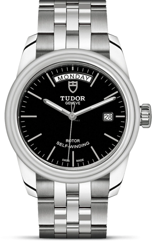 Tudor,Glamour 39mm,39mm,Stainless Steel,Black,Automatic,Date,Day,56000,56000-0007