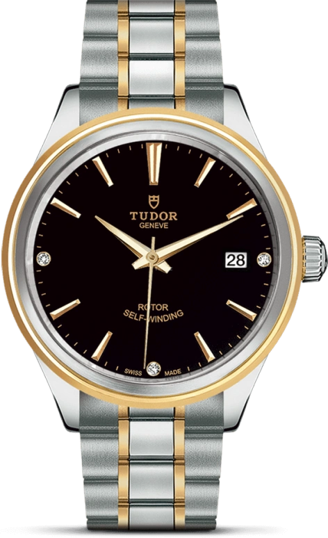 Tudor,Style 38mm,38mm,Yellow Gold,Stainless Steel,Black,Automatic,Date,38hours,12503,12503-0006