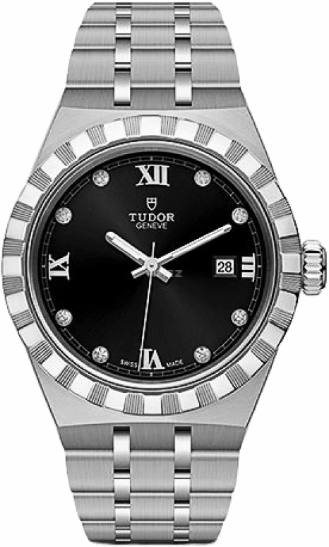 Tudor,Royal 28mm,28mm,Stainless Steel,Black,Automatic,Date,38hours,28300,28300-0004