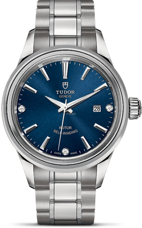Tudor,Style 28mm,28mm,Stainless Steel,Blue,Automatic,Date,38hours,12100,12100-0013