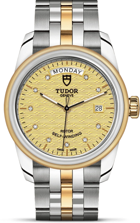Tudor,Glamour 39mm,39mm,Yellow Gold,Stainless Steel,Champagne,Automatic,Date,Day,56003,56003-0004