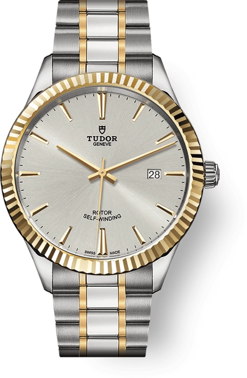 Tudor,Style 41mm,41mm,Yellow Gold,Stainless Steel,Silver,Automatic,Date,38hours,12713,12713-0003