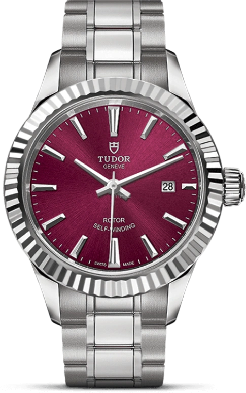 Tudor,Style 28mm,28mm,Stainless Steel,Purple,Automatic,Date,38hours,12110,12110-0015