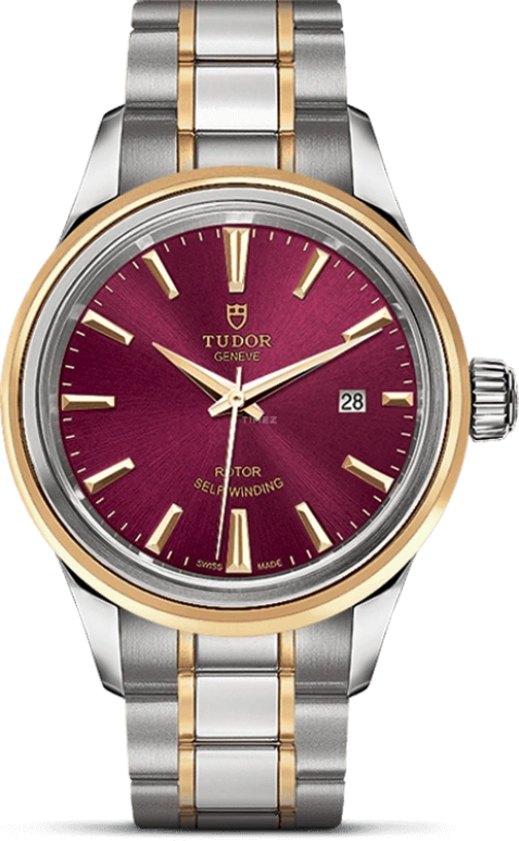Tudor,Style 28mm,28mm,Yellow Gold,Stainless Steel,Purple,Automatic,Date,38hours,12103,12103-0013