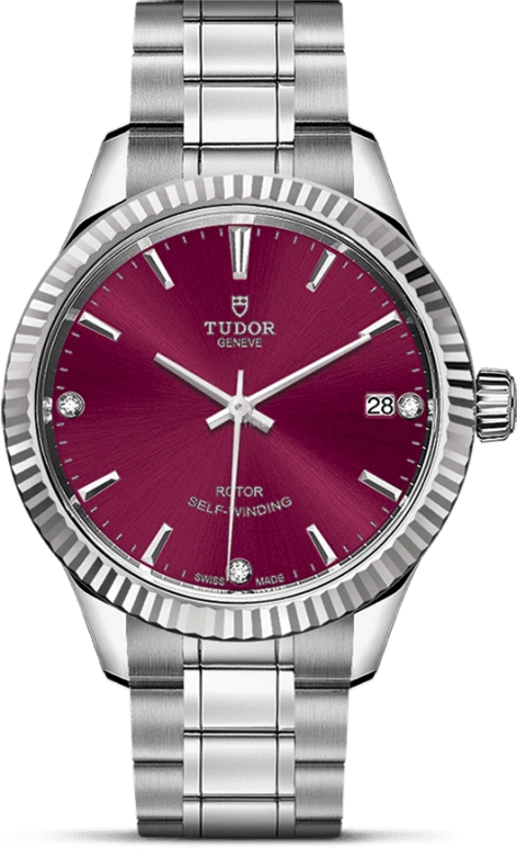 Tudor,Style 34mm,34mm,Stainless Steel,Purple,Automatic,Date,38hours,12310,12310-0019