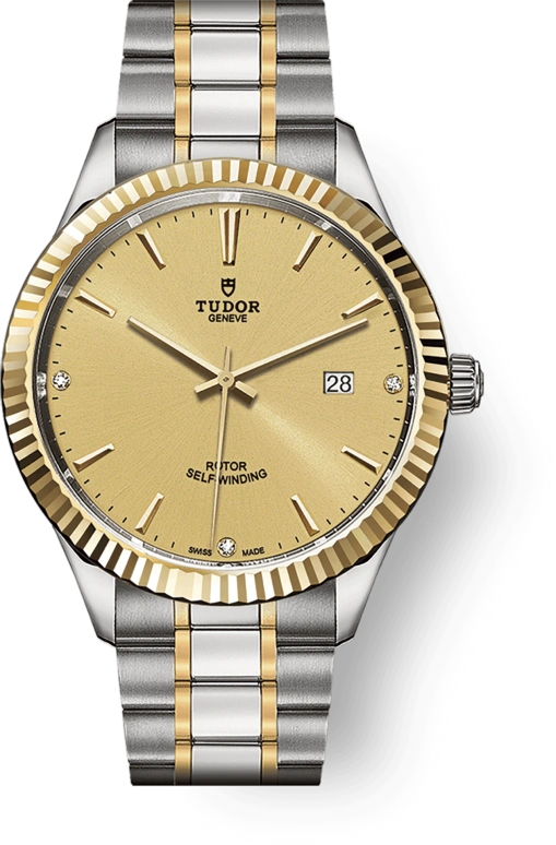 Tudor,Style 41mm,41mm,Yellow Gold,Stainless Steel,Champagne,Automatic,Date,38hours,12713,12713-0007