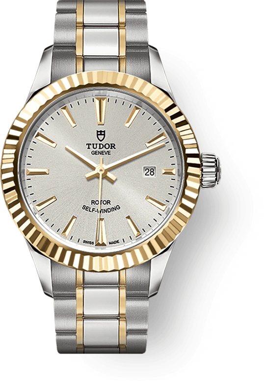 Tudor,Style 28mm,28mm,Yellow Gold,Stainless Steel,Silver,Automatic,Date,38hours,12113,12113-0003