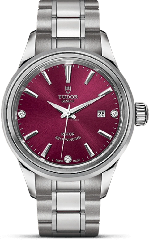 Tudor,Style 28mm,28mm,Stainless Steel,Purple,Automatic,Date,38hours,12100,12100-0015