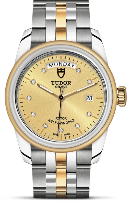 Tudor,Glamour 39mm,39mm,Yellow Gold,Stainless Steel,Champagne,Automatic,Date,Day,56003,56003-0006