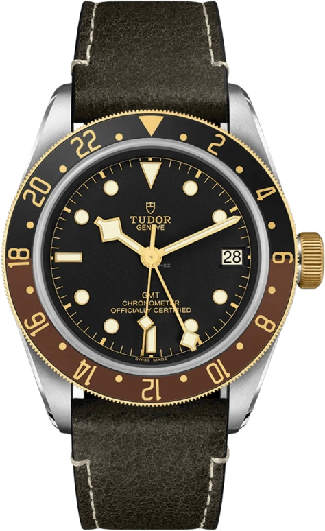 Tudor,Black Bay GMT 41mm,41mm,Yellow Gold,Stainless Steel,Black,Automatic,Date,70hours,79833MN,79833MN-0003