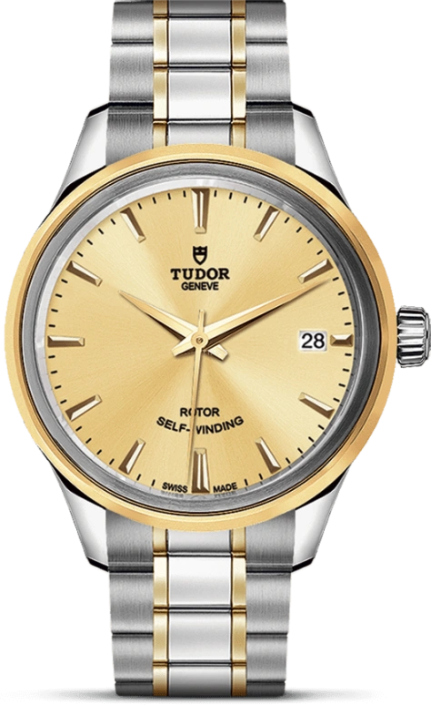 Tudor,Style 34mm,34mm,Yellow Gold,Stainless Steel,Champagne,Automatic,Date,38hours,12303,12303-0001