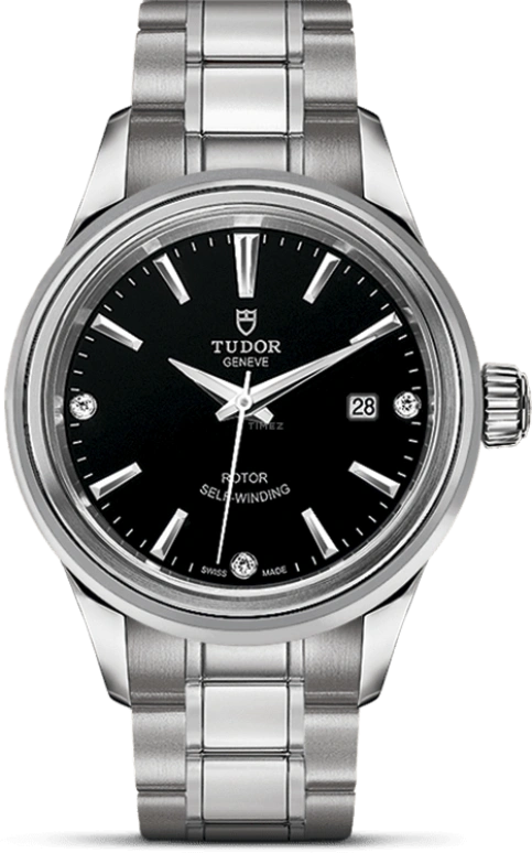 Tudor,Style 28mm,28mm,Stainless Steel,Black,Automatic,Date,38hours,12100,12100-0004