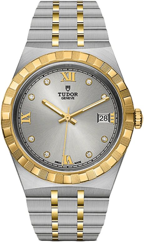 Tudor,Royal 38mm,38mm,Yellow Gold,Stainless Steel,Silver,Automatic,Date,38hours,28503,28503-0002