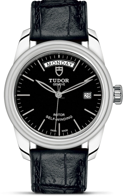 Tudor,Glamour 39mm,39mm,Stainless Steel,Black,Automatic,Date,Day,56000,56000-0023