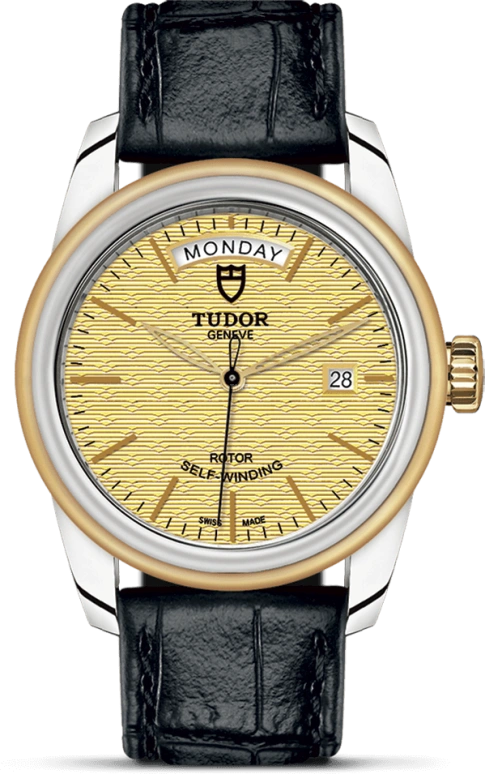 Tudor,Glamour 39mm,39mm,Yellow Gold,Stainless Steel,Champagne,Automatic,Date,Day,56003,56003-0010