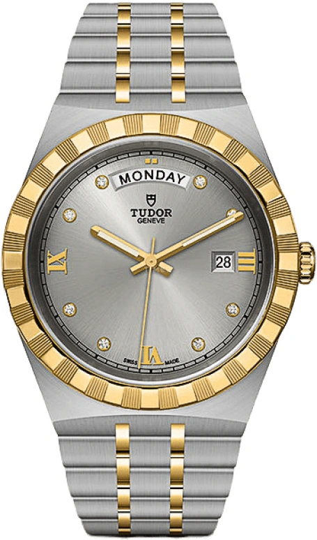 Tudor,Royal 41mm,41mm,Yellow Gold,Stainless Steel,Silver,Automatic,Date,Day,28603,28603-0002