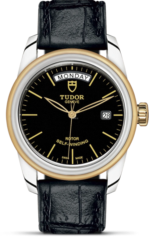 Tudor,Glamour 39mm,39mm,Yellow Gold,Stainless Steel,Black,Automatic,Date,Day,56003,56003-0040