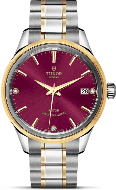 Tudor,Style 34mm,34mm,Yellow Gold,Stainless Steel,Purple,Automatic,Date,38hours,12303,12303-0015
