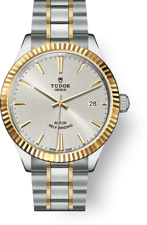 Tudor,Style 38mm,38mm,Yellow Gold,Stainless Steel,Silver,Automatic,Date,38hours,12513,12513-0003